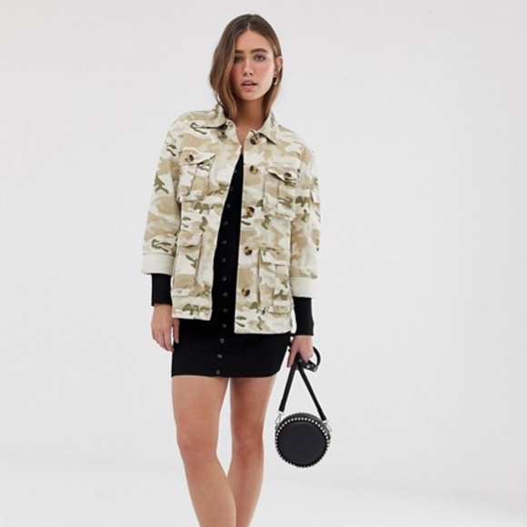 NWT Bershka natural camo army jacket in beige - Picture 2 of 6